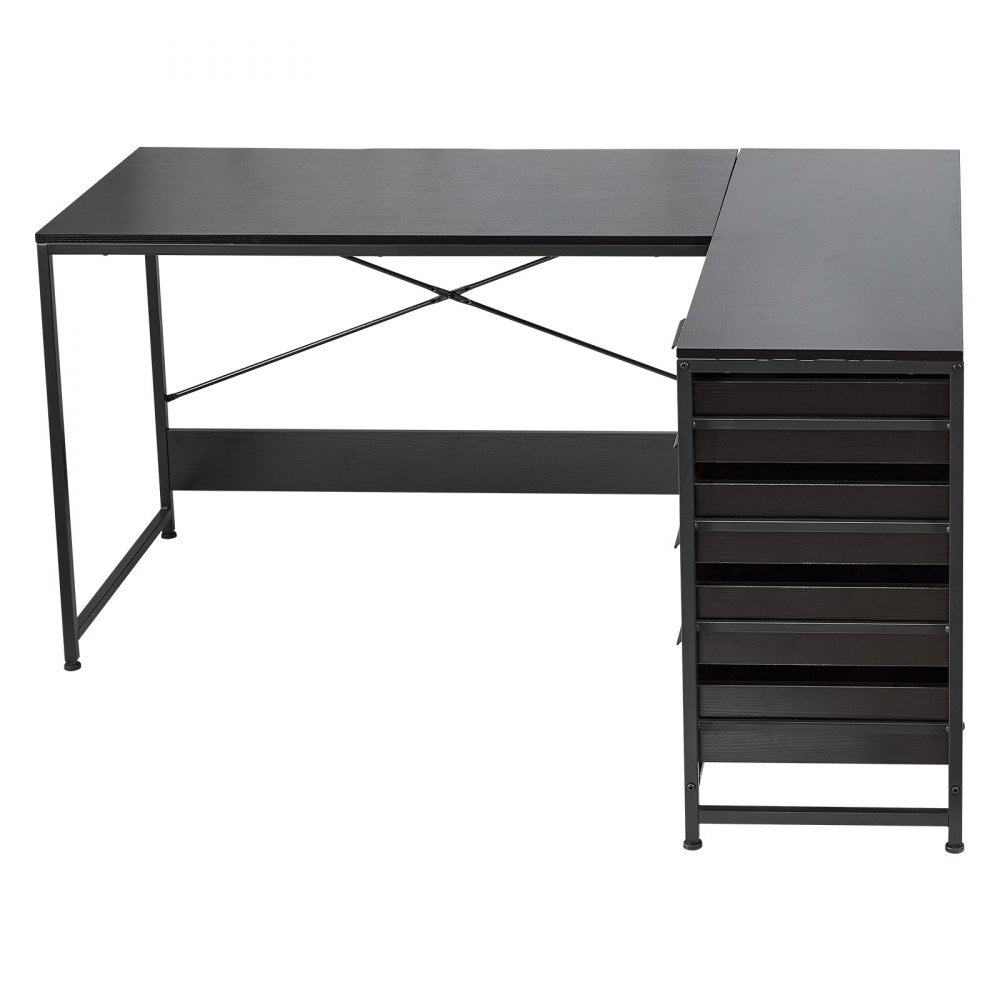VEVOR L-Shaped Computer Desk, 59-inch Reversible Corner Gaming Desk with Drawers & Storage Shelves, Modern Stylish PC Table Sturdy Work Workstation for Home Office - Easy to Assembly