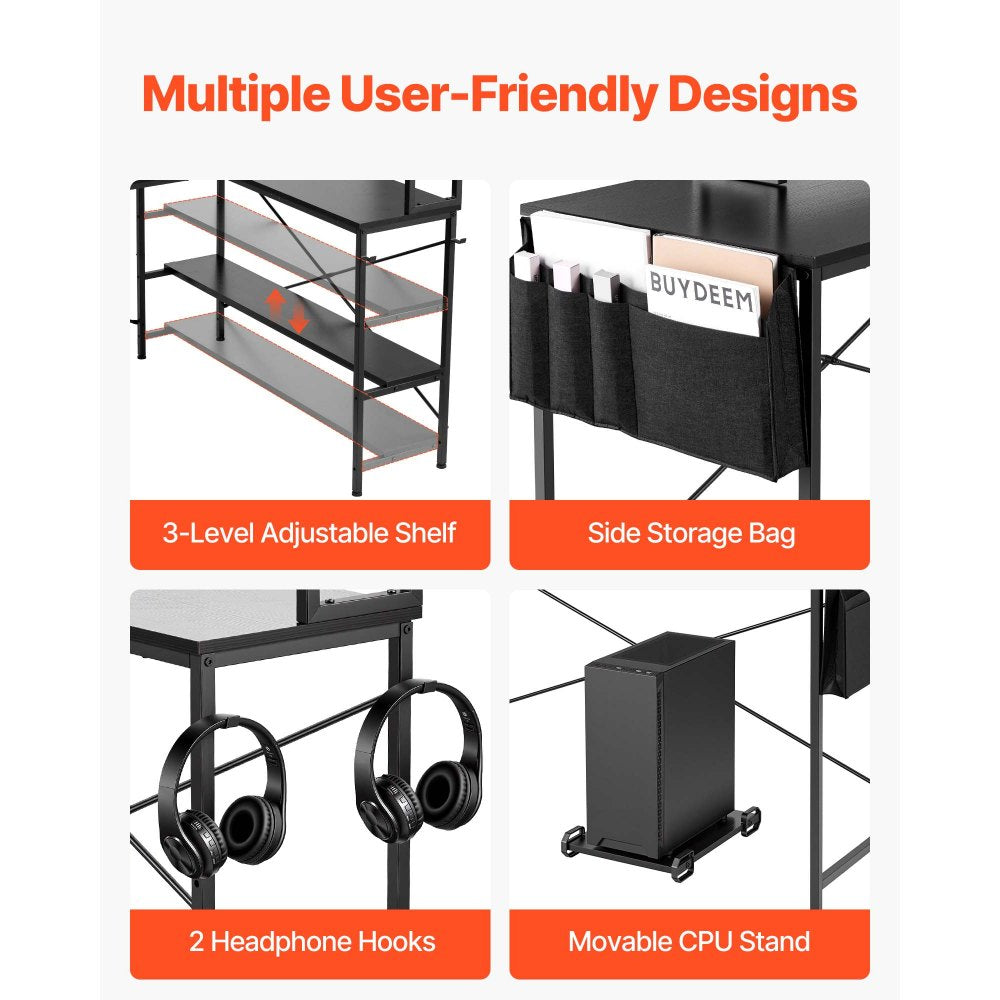 VEVOR L-Shaped Computer Desk, 67-inch Reversible Corner Gaming Desk with Monitor Stand & Movable CPU Stand, Modern Stylish PC Table Sturdy Work Workstation for Home Office - Easy to Assembly