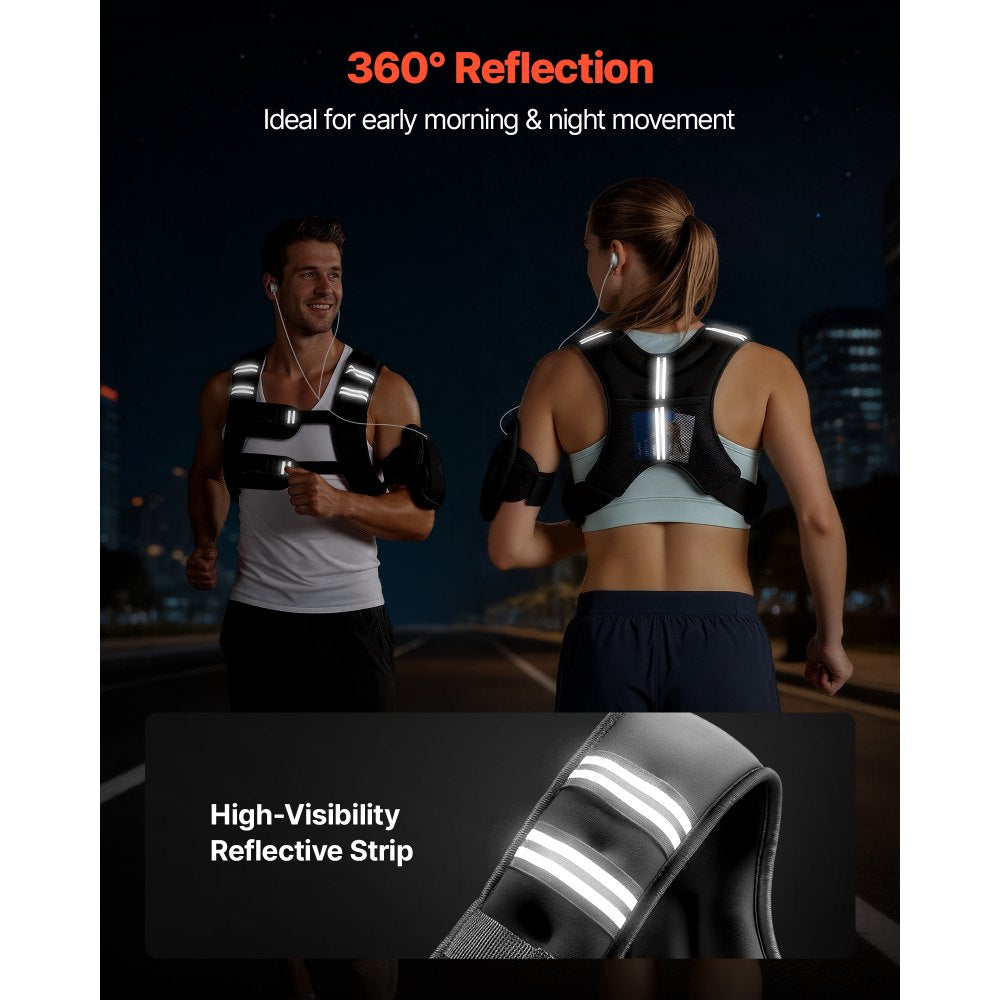 VEVOR Weighted Vest, 25 lbs Body Weight Vest for Men Women, with Reflective Stripe, Adjustable Buckle, Workout Equipment for Strength Training, Running, Jogging, Fitness, Muscle Building, Weight Loss