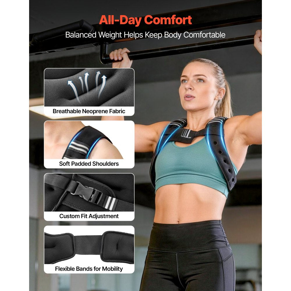 VEVOR Weighted Vest, 6 lbs Body Weight Vest for Men Women, with Reflective Stripe, Adjustable Buckle, Workout Equipment for Strength Training, Running, Jogging, Fitness, Muscle Building, Weight Loss