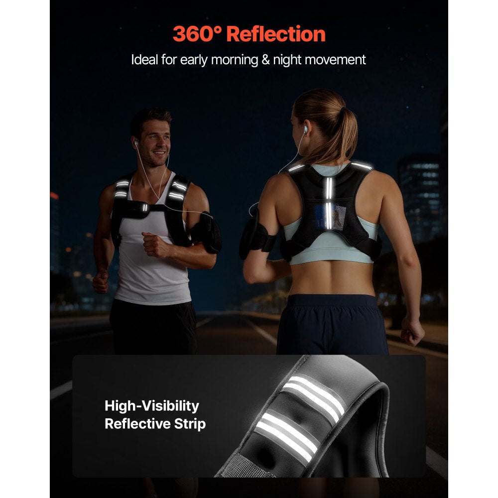 VEVOR Weighted Vest, 6 lbs Body Weight Vest for Men Women, with Reflective Stripe, Adjustable Buckle, Workout Equipment for Strength Training, Running, Jogging, Fitness, Muscle Building, Weight Loss