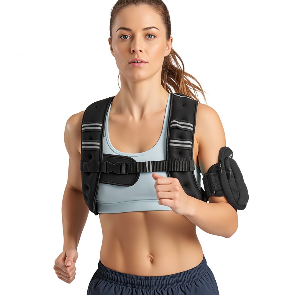 VEVOR Weighted Vest, 8 lbs Body Weight Vest for Men Women, with Reflective Stripe, Adjustable Buckle, Workout Equipment for Strength Training, Running, Jogging, Fitness, Muscle Building, Weight Loss