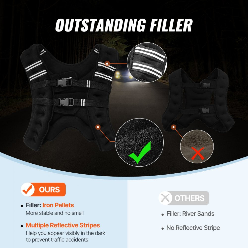 VEVOR Weighted Vest, 20 lbs Weight Vest with Reflective Stripe, Adjustable Buckle Body Weight Vest for Men Women, Workout Equipment for Strength Training, Running, Jogging, Fitness, and Weight Loss