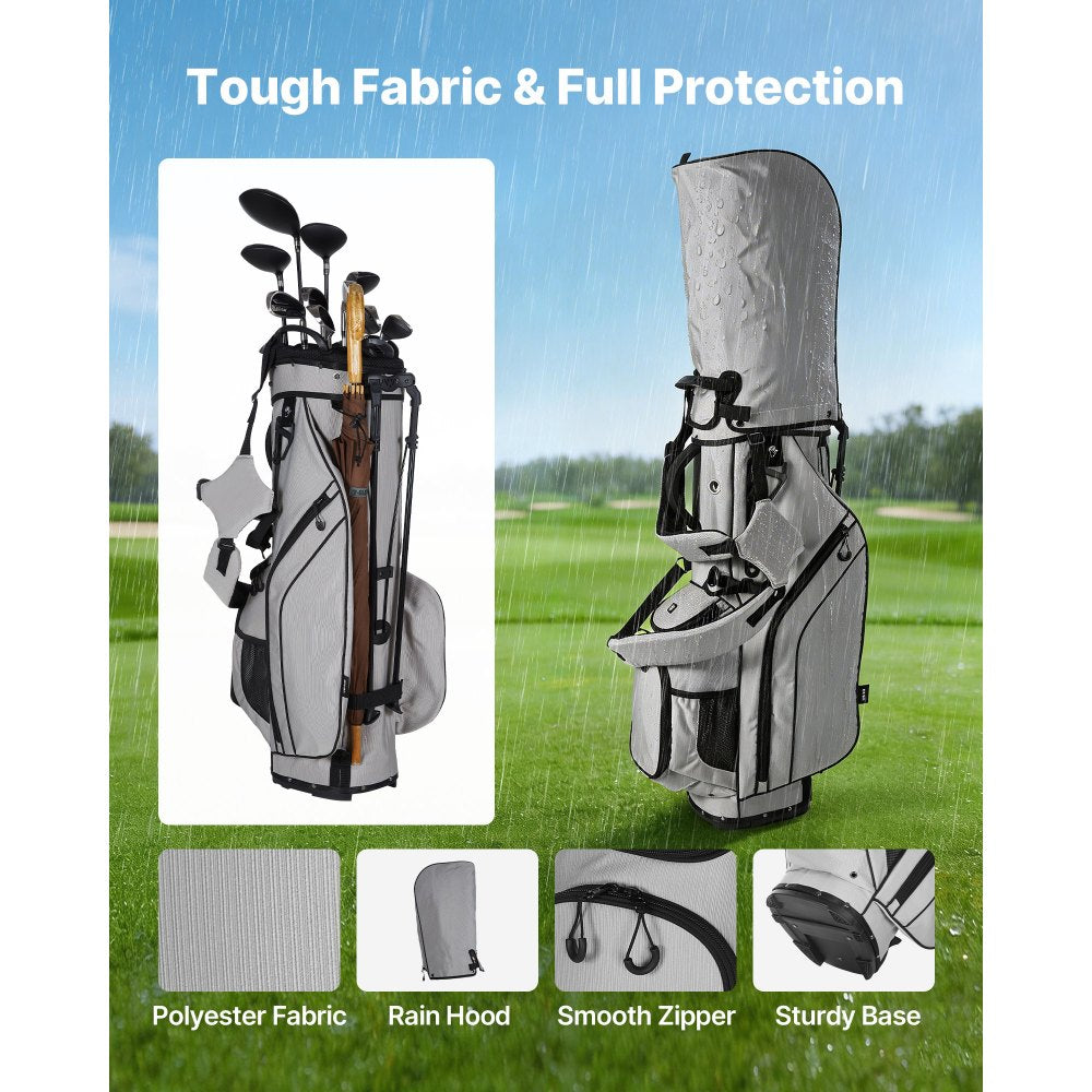 VEVOR Golf Cart Bag, 14 Way Top Divider Organizer, 2-in-1 Golf Club Bag with Full-length Divider, Dual Shoulder Straps, Support Legs, Rain Hood, Storage Pockets, Lightweight Polyester for Men & Women