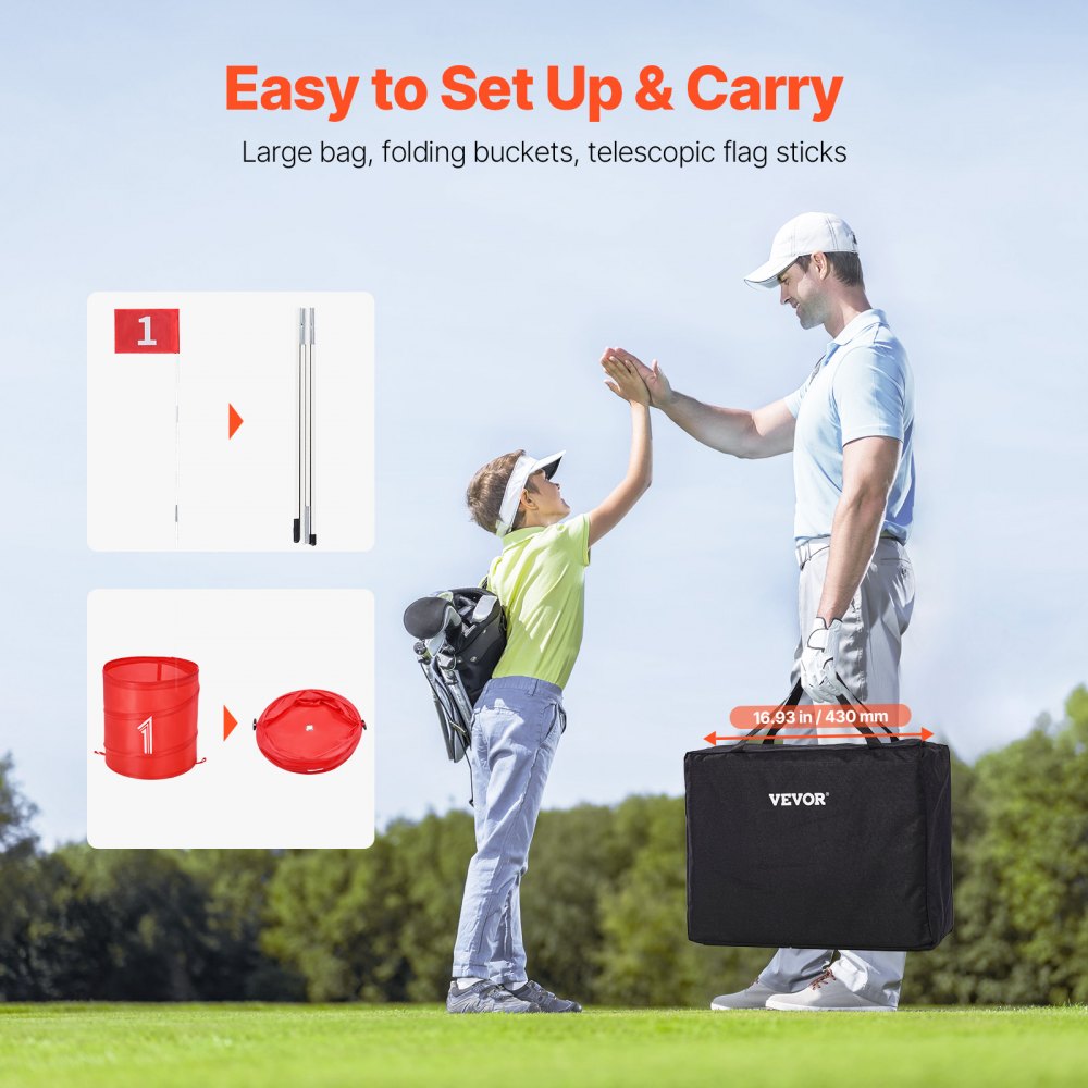 VEVOR Backyard Golf Game, 9 Hole Golf Course, Golf Game Practice Games, Golf Chipping Game for Family, Adults and Kids, Portable Outdoor Yard Golf Game for Lawn, Yard, Camping, Park, Beach