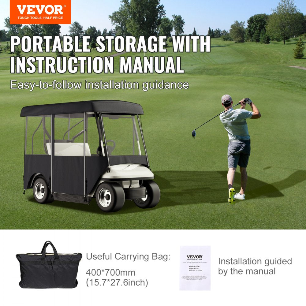 VEVOR Golf Cart Enclosure, Polyester Driving Enclosure, Club Car Covers Universal Fits for 2+2 Passenger Golf Carts, Sunproof and Dustproof Outdoor Cart Cover