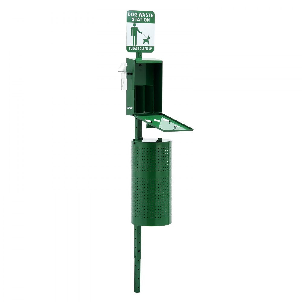 VEVOR Dog Waste Station with Hand Wash Bottle, Commercial Dog Poop Station, 11.5 Gallons Pet Waste Bin with 50 Can Liners, Bag Dispenser & 600 Waste Bags, Outdoor Dog Waste Disposal System for Backyard