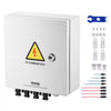 VEVOR PV Combiner Box, 4 String, Solar Combiner Box with 15A Rated Current Fuse 63A Circuit Breaker Lightning Arrester and Solar Connector, Steel Case for On / Off Grid Solar Panel System, IP65