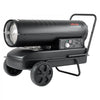VEVOR Forced Air Kerosene Heater, 125000 BTU Diesel Torpedo Space Heater, for Garage, Warehouse, Workshop, Job Site, Construction, Flexible Move with Wheels & Thermostat Control, Carbon Steel, Black