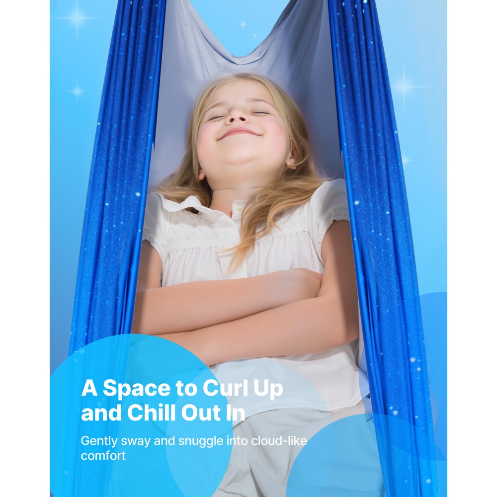 VEVOR Sensory Swing, Double-Layer Fabric Sensorys Hammock, Indoor & Outdoor Sensory Swing with 360° Swivel Hanger, O-Sling, Holds up to 300lbs, Adjustable Aerial Yoga, Hanging Swings for Kids