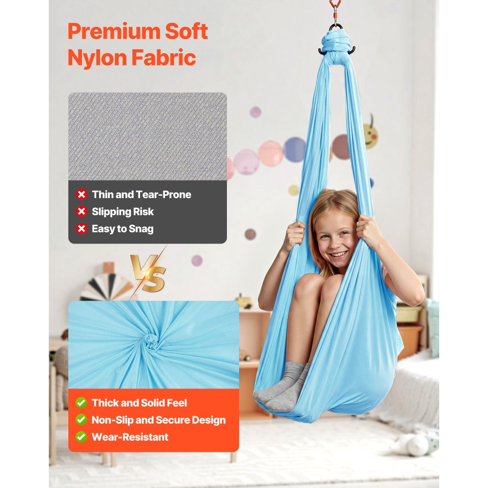 VEVOR Aerial Yoga Hammock, Maximum 300 lbs Load Aerial Silk, Yoga Swing with Nylon Fabric, Daisy Rope, PE Zipper Bag, Gymnastics Swings Suitable for Men and Women, Dual-Function Hammock & Swing