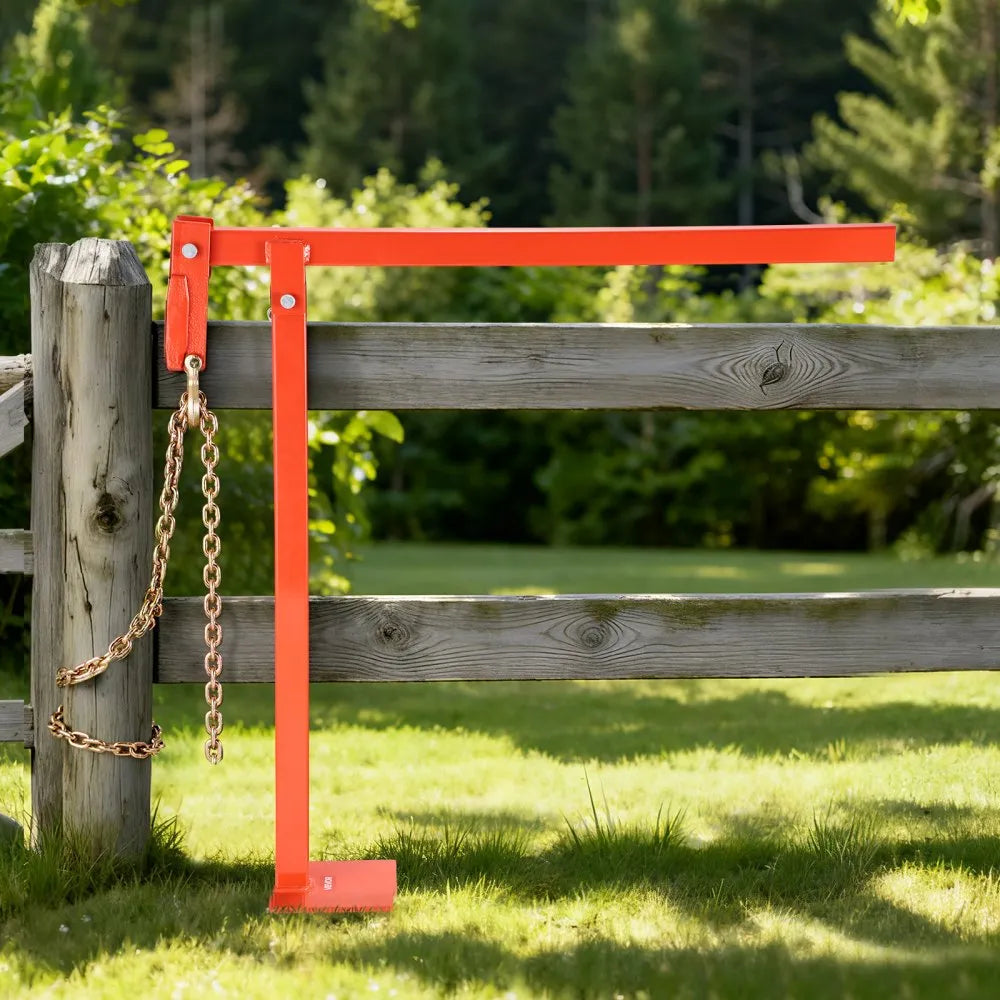 VEVOR 32 in T Post Puller, Heavy Duty Fence Post Puller with 43 in Lifting Chain, Rust-Resistant Steel, Labor-Saving T-Post Remover Tool for Round Fence Posts, Sign Posts & Tree Stumps