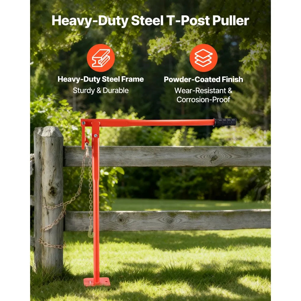 VEVOR 36 in T Post Puller, Heavy Duty Steel Fence Post Puller, 660lb Load Capacity, Labor-Saving T-Post Remover Tool for Round Fence Posts, Sign Posts & Tree Stumps, Lifting Chain Not Included