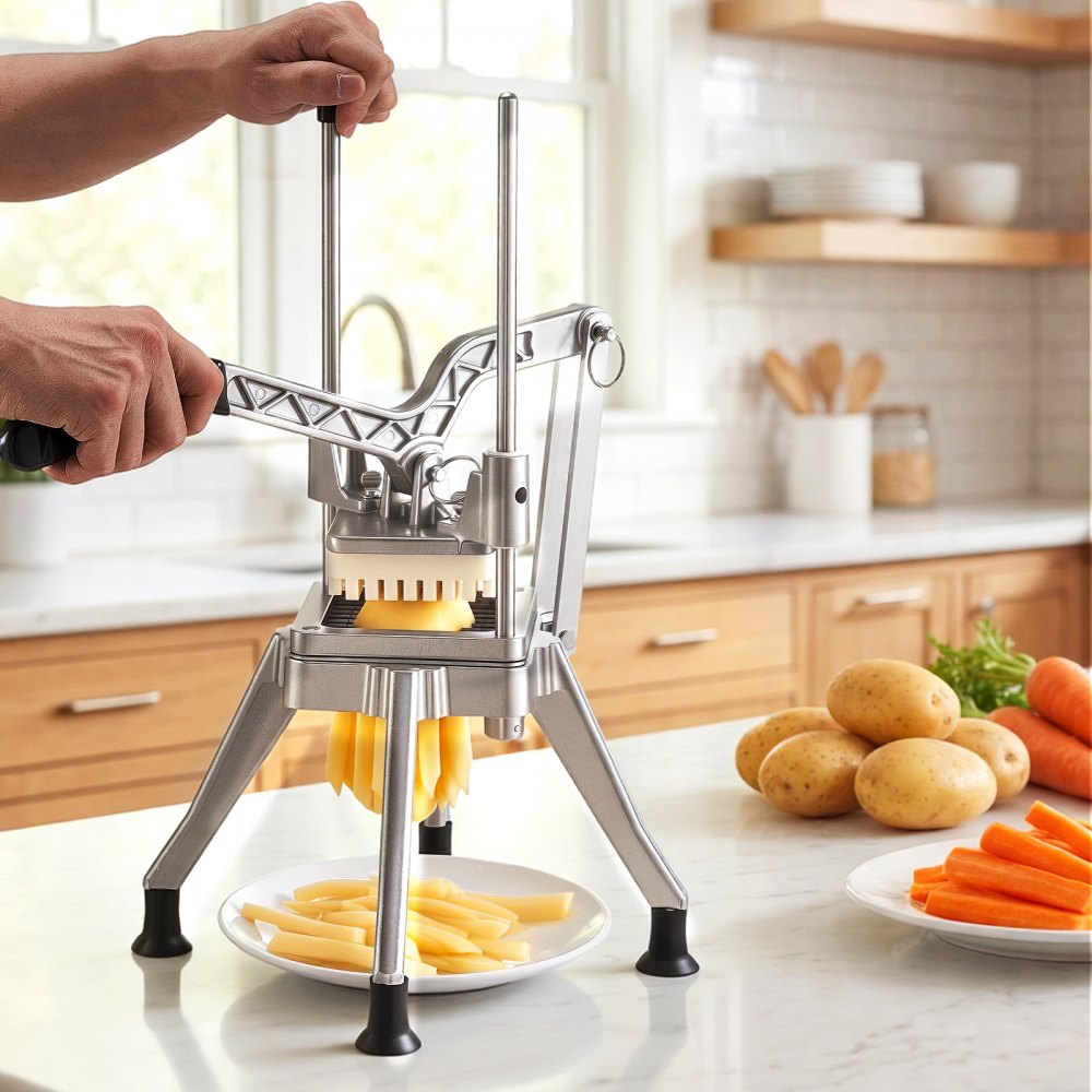 VEVOR French Fry Cutter, 1/2" Blade Commercial Vegetable Chopper, Lever-Action Vegetable Dicer with Ergonomic Handle, Stainless Steel Potato Slicer for Thick Cut Fries, Onion, Carrots, Bell Pepper