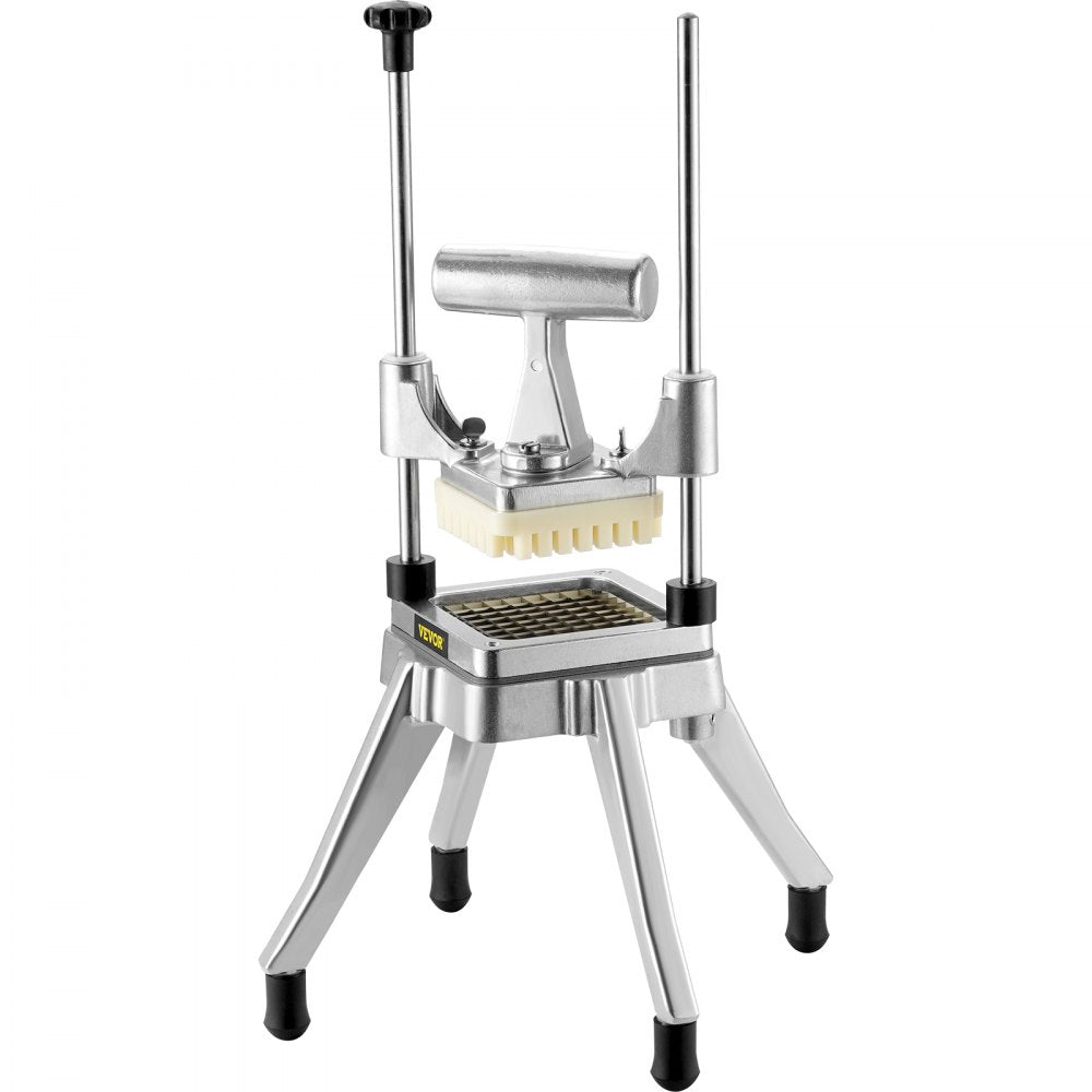 VEVOR Commercial Vegetable Fruit Chopper, Stainless Steel French Fry Cutter with 4 Blades 1/4" 3/8" 1/2", 6-wedge Slicer, Chopper Dicer with Tray, Heavy Duty Cutter for Potato Tomato Onion Mushroom