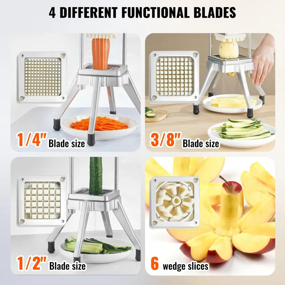 VEVOR Commercial Chopper with 4 Replacement Blades Commercial Vegetable Chopper Stainless Steel French Fry Cutter Potato Dicer & Slicer Commercial Vegetable Fruit Chopper for Restaurants & Home Kitche