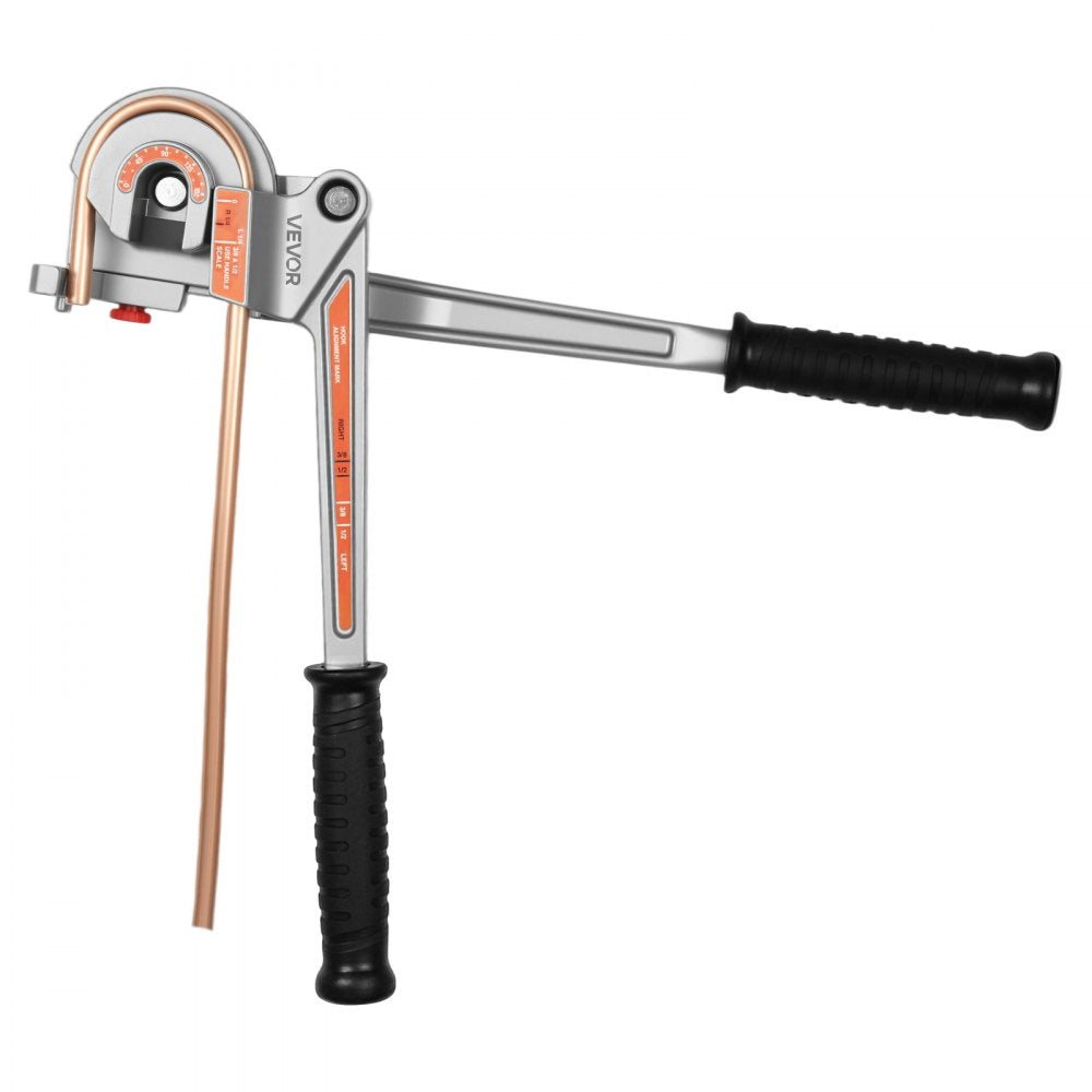 VEVOR Pipe Tube Bender, 1/4", 3/8", 1/2" (12.7mm) OD, 3 in 1 Manual Level Tube Bender, 180° Copper Aluminum Pipes Bending Tool for Automotive Repair, HVAC Air Conditioning