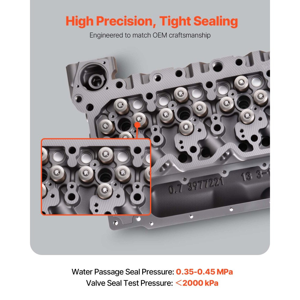 VEVOR Cylinder Head Assembly, 6.7L Replacement for 2007-2018 Dodge Cummins 6.7L, Compatible with Dodge Ram 2500 3500 4500 Models, Complete Engine Cylinder Head Assembly Replaces 3977221, Cast Iron