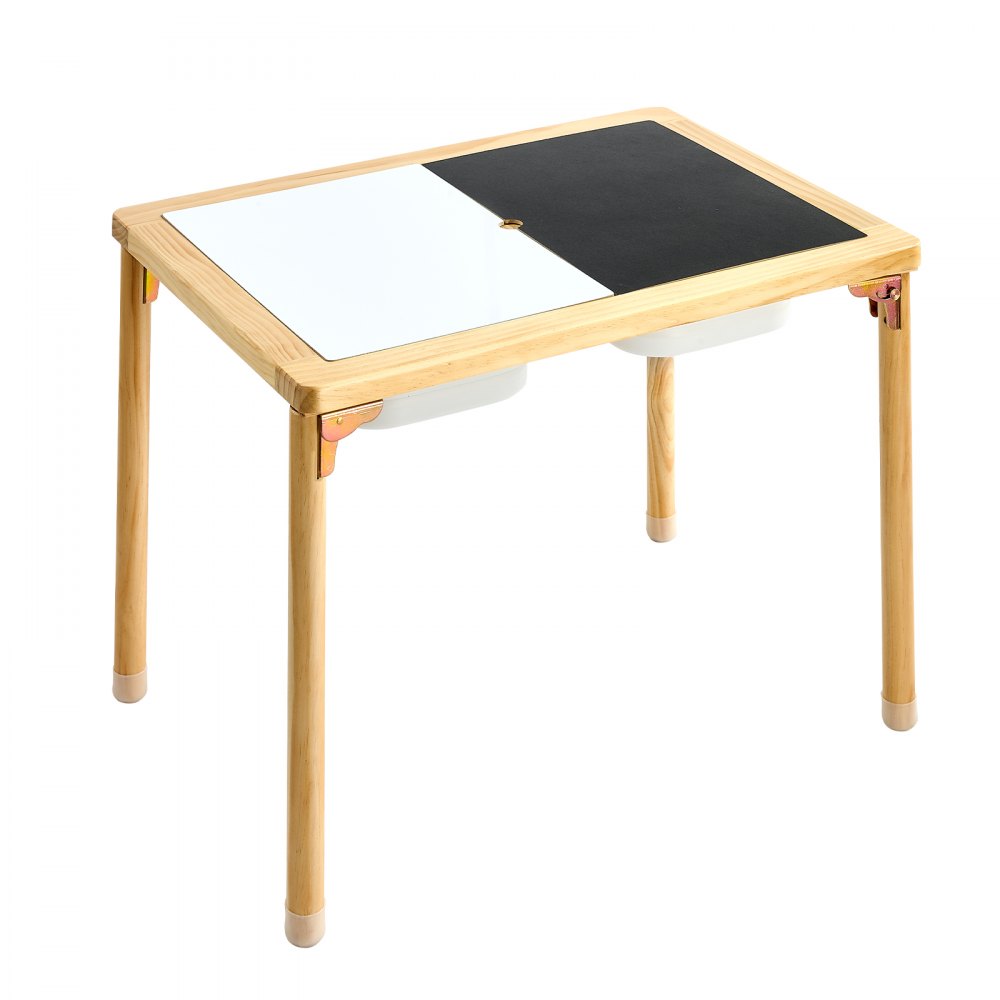 VEVOR Sensory Table for Toddlers, Foldable Wooden Kids Activity Table with Double-Sided Board, Storage Bins, and Non-Slip Feet, for Boys and Girls Playing Sand and Water, Drawing, Studying, Dining