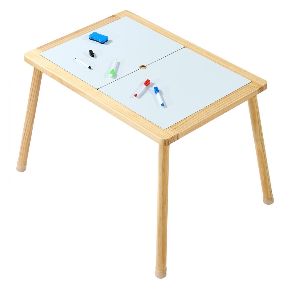 VEVOR Sensory Table for Toddlers, Wooden Kids Activity Table with Reversible Double-Sided Board, Storage Bins, and Non-Slip Feet, for Boys and Girls Playing Sand and Water, Drawing, Studying, Dining