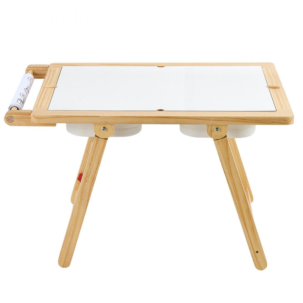 VEVOR Sensory Table for Toddlers, Wooden Kids Activity Table and Art Easel with Reversible Double-Sided Board, Storage Bins, for Boys and Girls Playing Sand and Water, Drawing, Studying, Dining