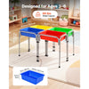 VEVOR Sensory Table for Toddlers, Kids 4-Station Sand and Water Adjustable Play Table with Detachable Storage Bins and Non-Slip Feet, Carbon Steel Frame, Rounded Corners, for Boys and Girls Exploring