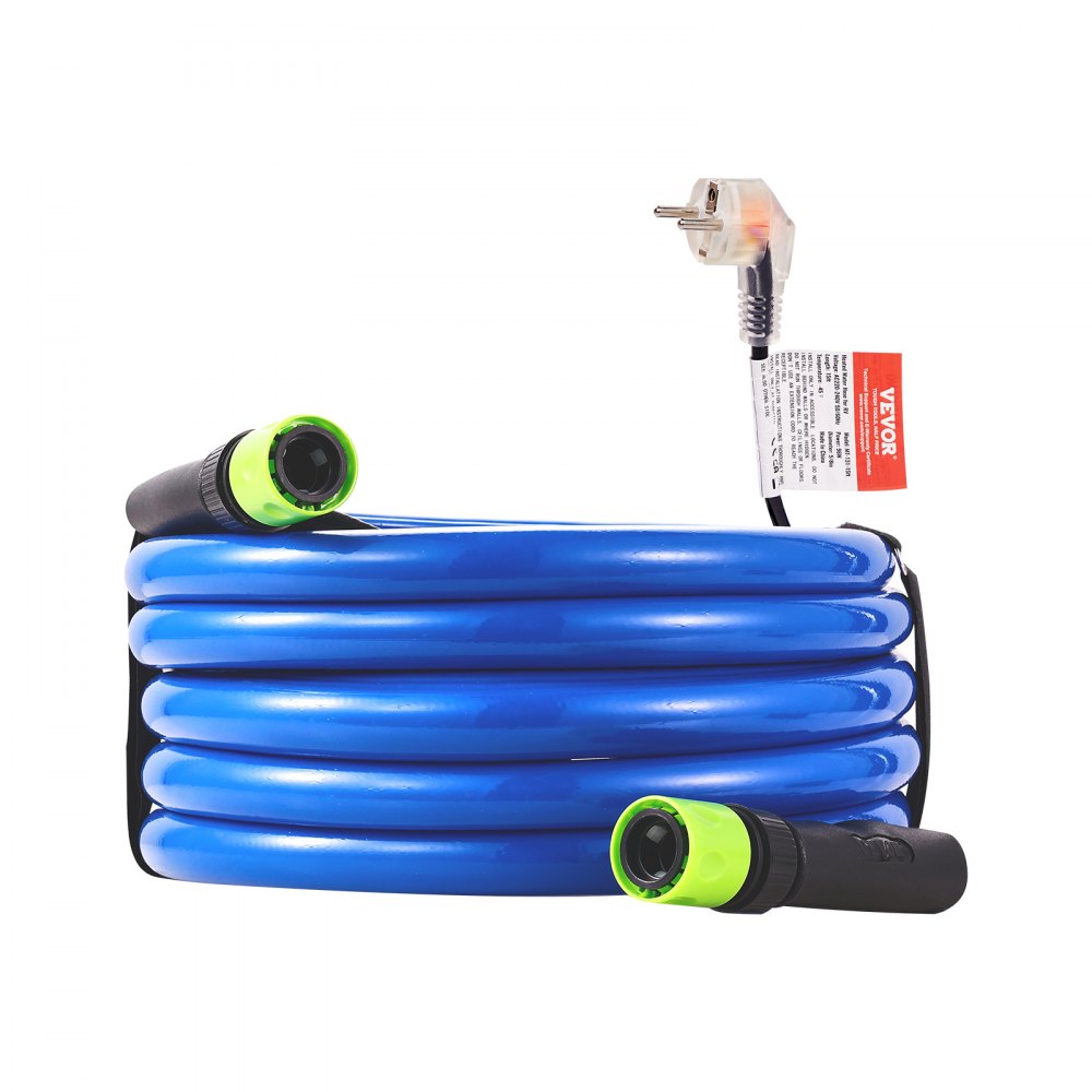 VEVOR 15ft Heated Water Hose for RV, Heated Drinking Water Hose Antifreeze to -45°F, Automatic Self-regulating, 5/8" I.D. with 3/4" GHT Adapter, Lead and BPA Free