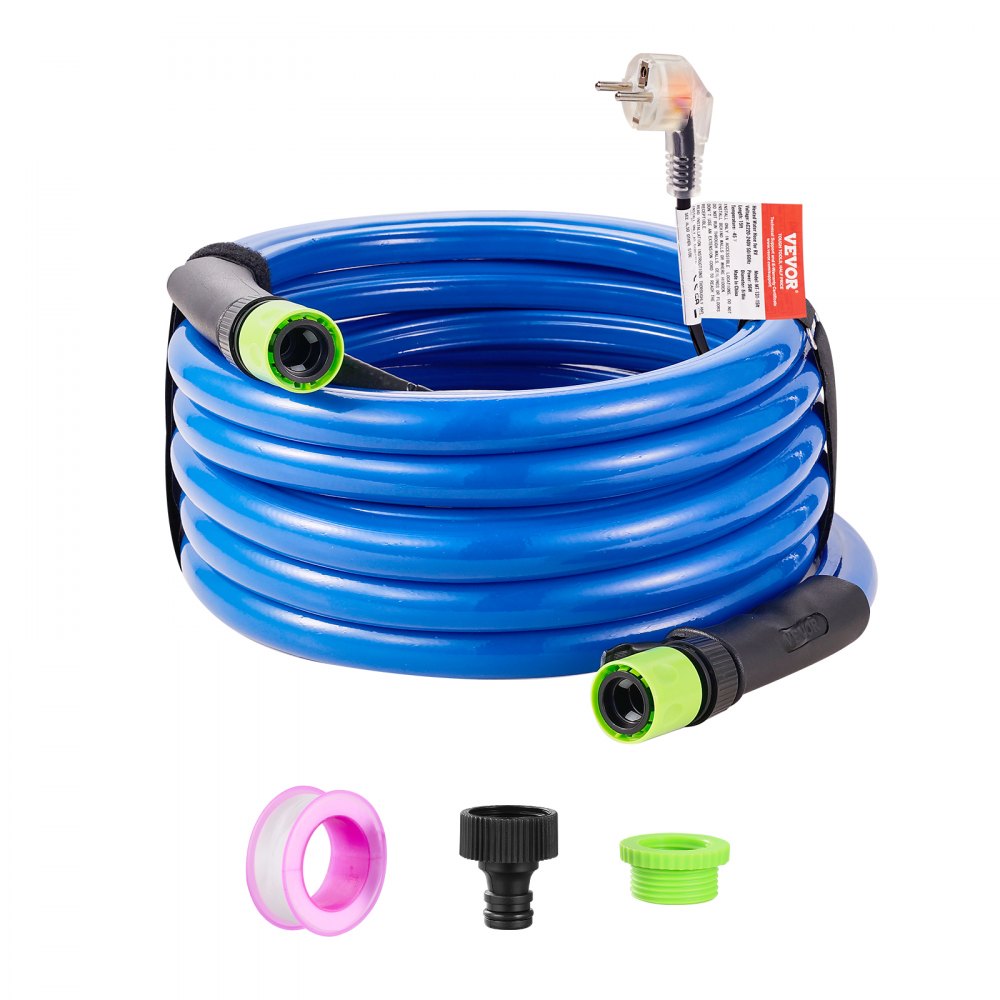 VEVOR 15ft Heated Water Hose for RV, Heated Drinking Water Hose Antifreeze to -45°F, Automatic Self-regulating, 5/8" I.D. with 3/4" GHT Adapter, Lead and BPA Free
