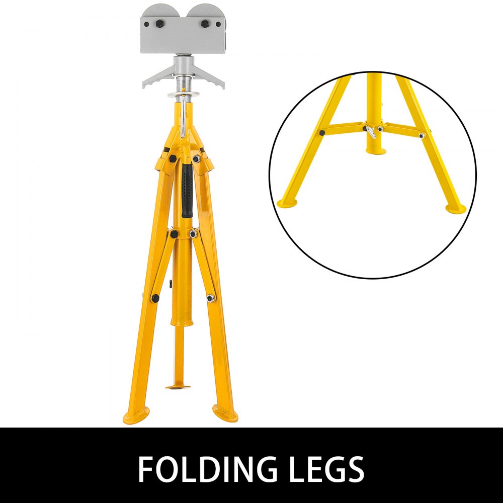 VEVOR 0.5-12 inch Roller Pipe Stand Adjustable Height 32\"-55\" Pipe 2500Lb Capacity Jack Stands Folding Portable High Folding Pipe Stand with Roller Head Fold A Trailer Jacks