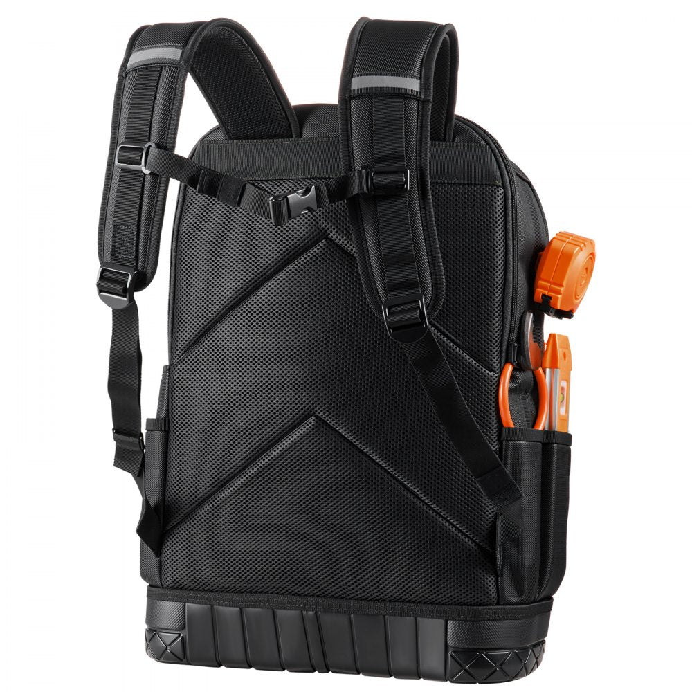 VEVOR Tool Backpack, 65 Pockets, Heavy-duty Tools Storage Organizer Work Bags with Laptop Compartment & Molded Base, Electrician Jobsite Backpack for Electrician, Repairman, and HVAC Techs