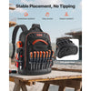 VEVOR Tool Backpack, 64 Pockets, Heavy-duty Tools Storage Organizer Work Bags with Laptop Compartment & Molded Base, Electrician Jobsite Backpack for Electrician, Repairman, and HVAC Techs