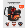 VEVOR Tool Backpack, 49 Pockets, Heavy-duty Tools Storage Organizer Work Bags with Laptop Compartment & Reinforced Fabric Base, Electrician Jobsite Backpack for Electrician, Repairman