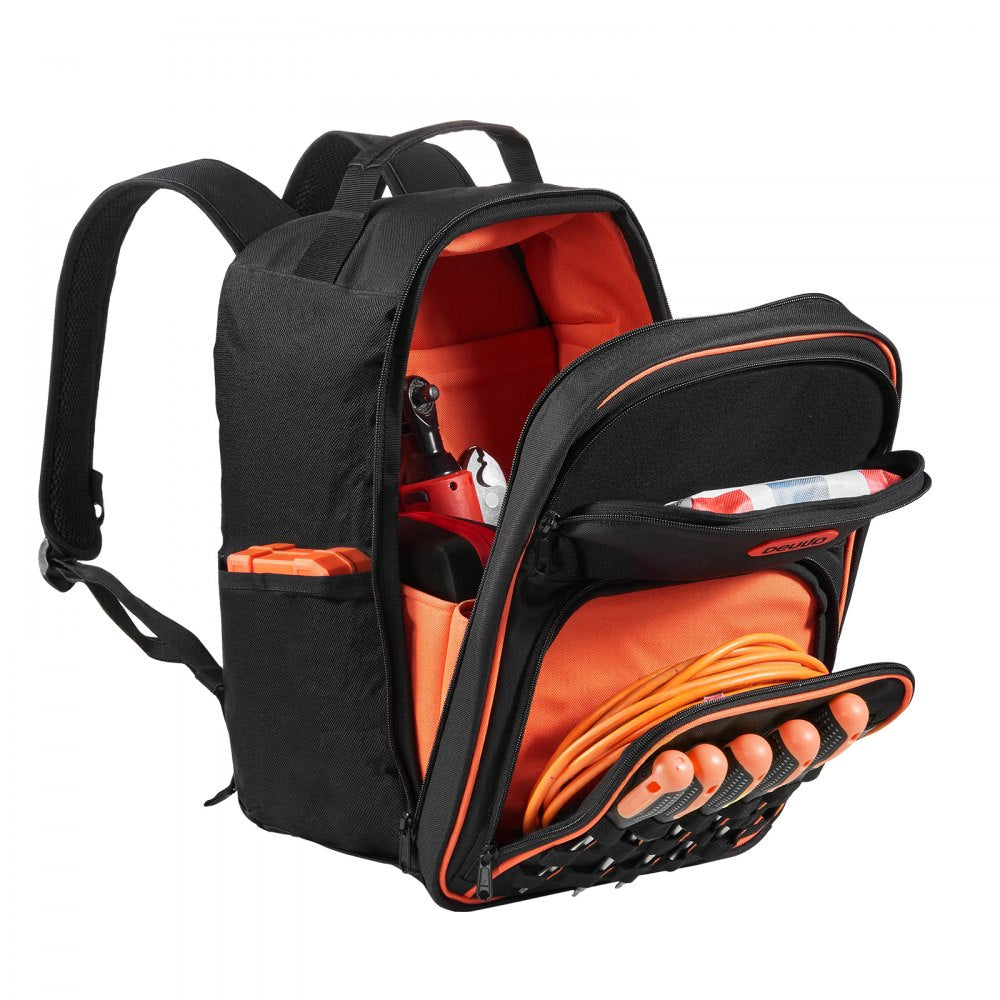 VEVOR Tool Backpack, 49 Pockets, Heavy-duty Tools Storage Organizer Work Bags with Laptop Compartment & Reinforced Fabric Base, Electrician Jobsite Backpack for Electrician, Repairman