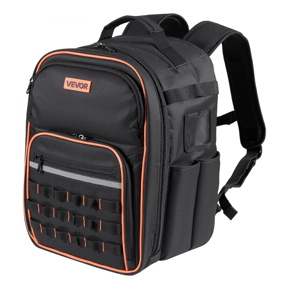 VEVOR Tool Backpack, 49 Pockets, Heavy-duty Tools Storage Organizer Work Bags with Laptop Compartment & Reinforced Fabric Base, Electrician Jobsite Backpack for Electrician, Repairman