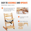 VEVOR Wooden High Chair for Babies & Toddlers, Convertible Adjustable Feeding Chair, Eat & Grow High Chair with Tray, Grow with Kid Portable Baby Dining Booster Seat, Beech Wood Toddler Chair, Natural