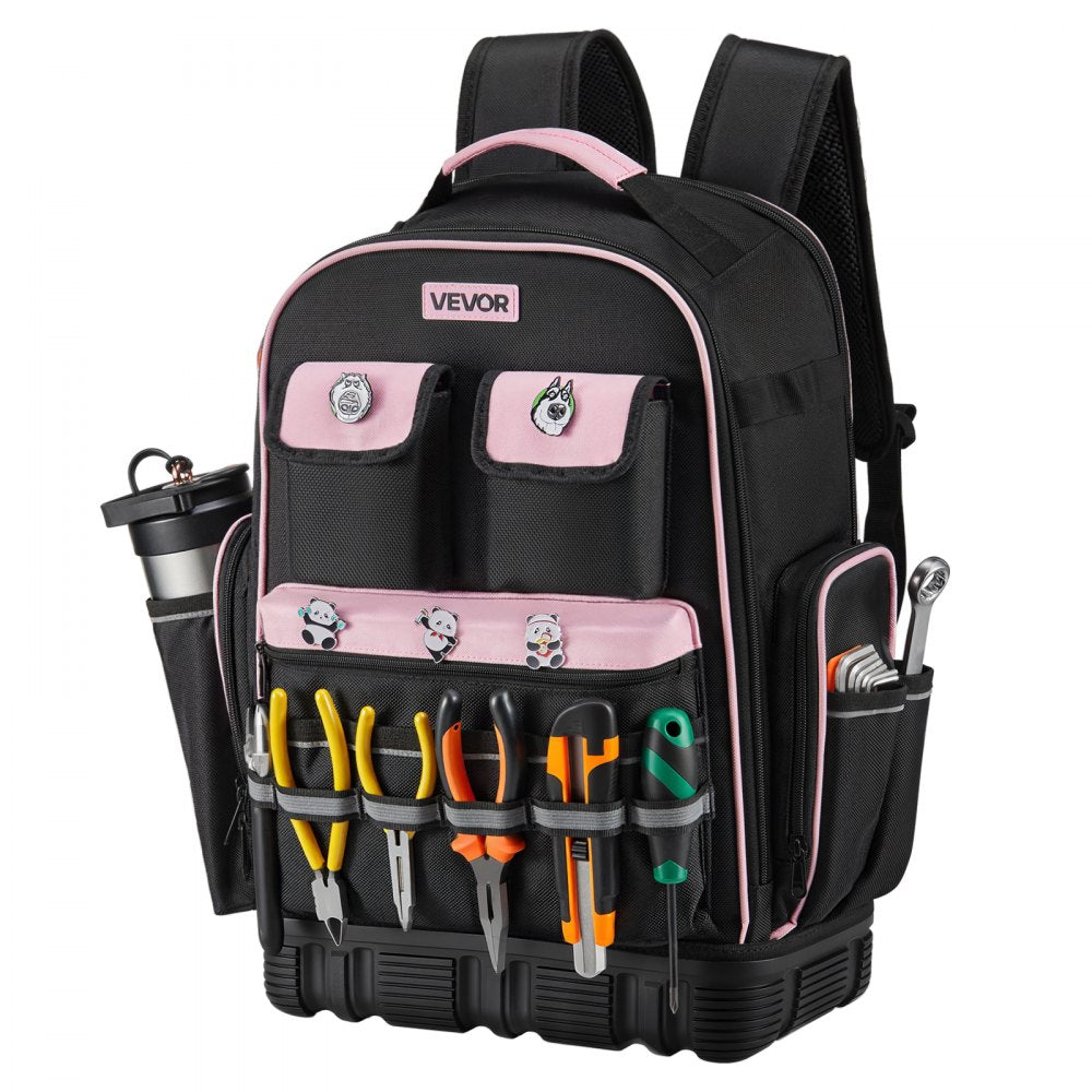 VEVOR Tool Backpack, 56 Pockets, Heavy-duty Tools Storage Organizer Work Bags with Laptop Compartment & Molded Base, Electrician Jobsite Backpack for Electrician, Repairman, and HVAC Techs