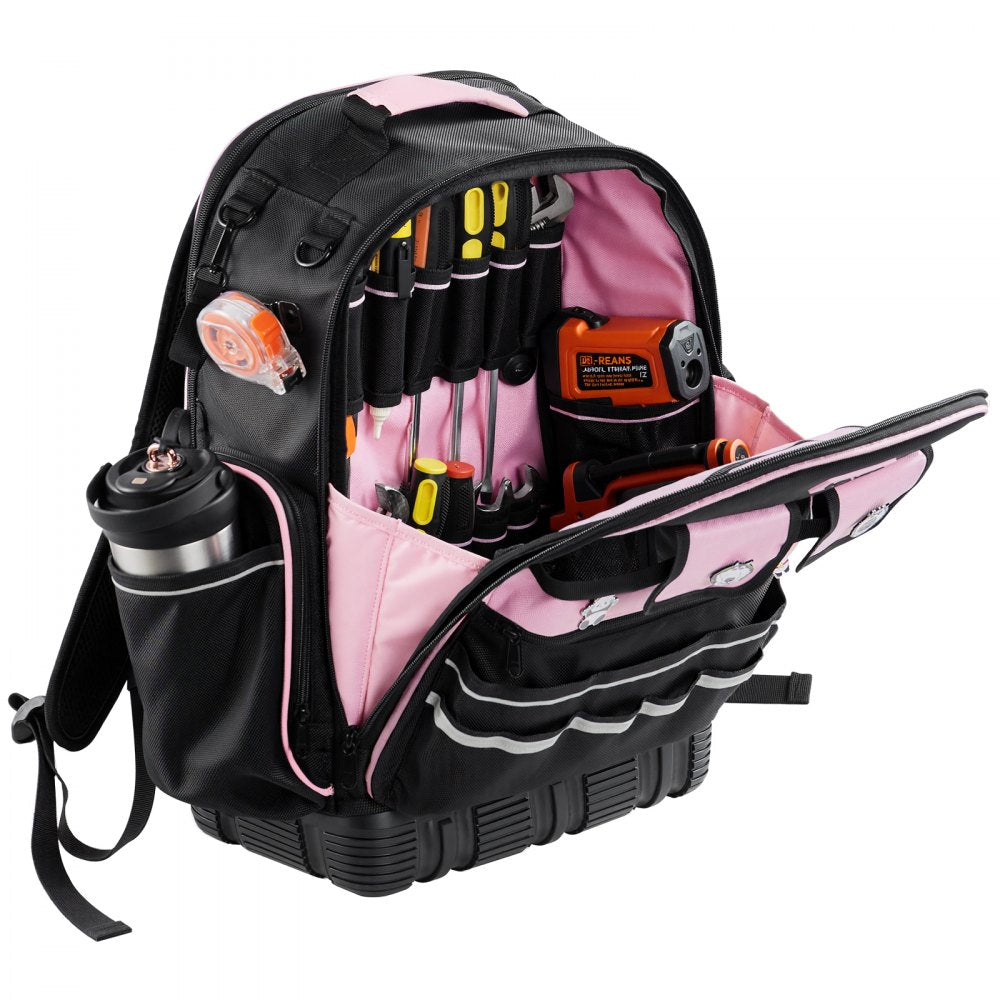 VEVOR Tool Backpack, 56 Pockets, Heavy-duty Tools Storage Organizer Work Bags with Laptop Compartment & Molded Base, Electrician Jobsite Backpack for Electrician, Repairman, and HVAC Techs