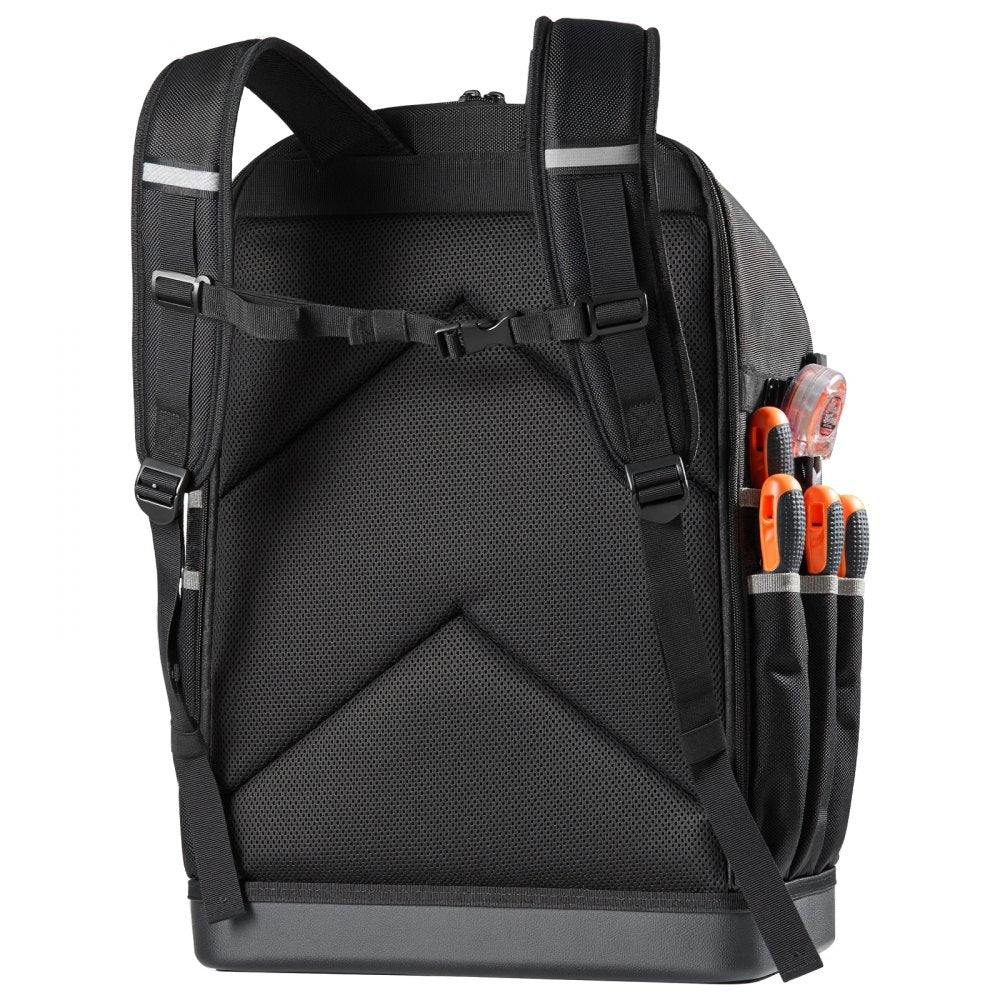 VEVOR Tool Backpack, 56 Pockets, Heavy-duty Tools Storage Organizer Bags with Molded Base, Electrician Jobsite Backpack for Construction Jobsite, Electrician, Industrial, Repairman, and HVAC Techs