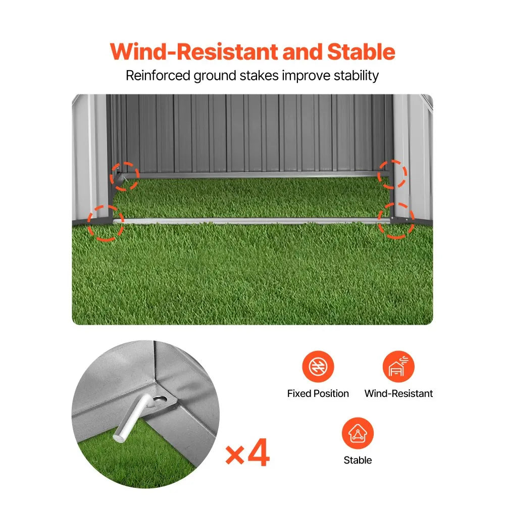 VEVOR 6 x 4 FT Metal Garden Shed, Outdoor Storage Shed with Lockable Doors & 4 Louver Vents, Peak Roof Metal Sheds Outdoors Storage, Storaged Sheds Clearance for Backyard, Garden, Patio, Bike, Gray