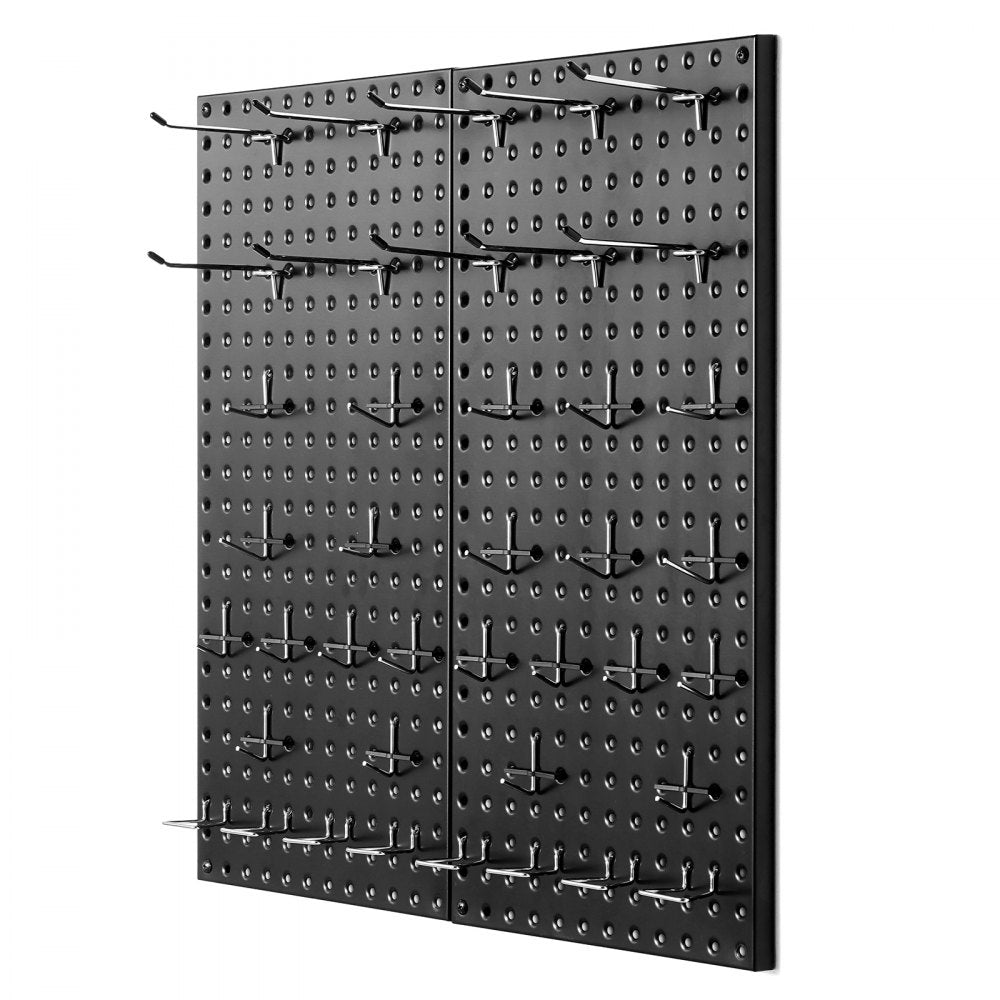 VEVOR Metal Pegboard Panels, 24" x 12" Pegboard, 2 Panels, Heavy Duty Peg Board Wall Organizer with Accessories, for Living Room Garage Tool Storage Office Organization Craft Room Kitchen Home, Black