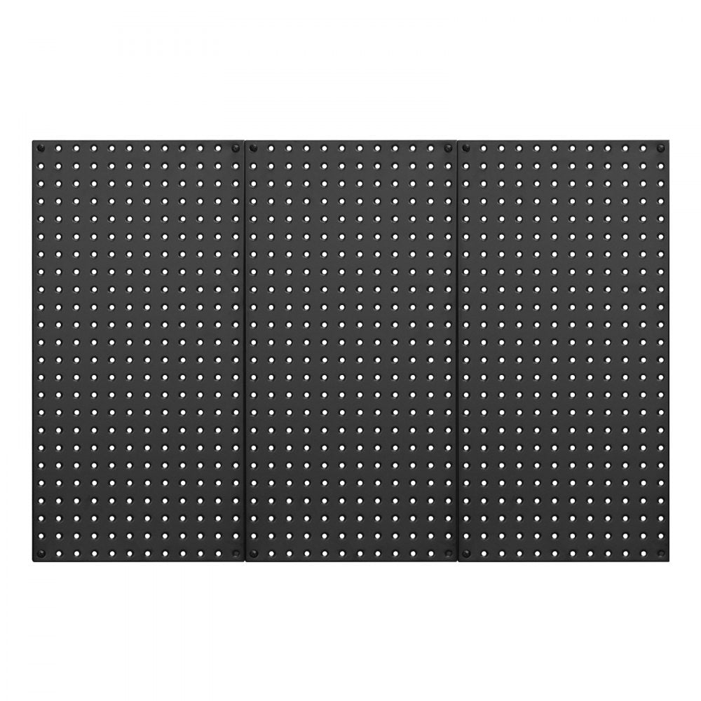 VEVOR Metal Pegboard Panels, 24" x 12" Pegboard, 3 Panels, Heavy Duty Steel Peg Board Wall Organizer, for Living Room Garage Tool Storage Workbench Office Organization Craft Room Kitchen Home, Black