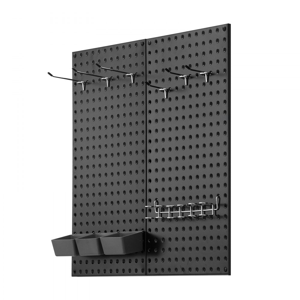 VEVOR Metal Pegboard Panels, 24" x 12" Pegboard, 2 Panels, Heavy Duty Steel Peg Board Wall Organizer, for Living Room Garage Tool Storage Workbench Office Organization Craft Room Kitchen Home, Black