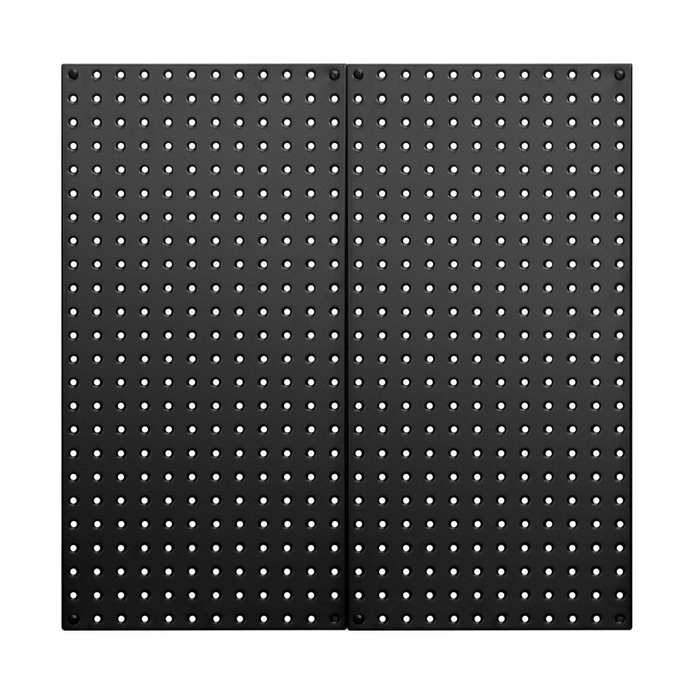 VEVOR Metal Pegboard Panels, 32" x 16" Pegboard, 2 Panels, Heavy Duty Steel Peg Board Wall Organizer, for Living Room Garage Tool Storage Workbench Office Organization Craft Room Kitchen Home, Black