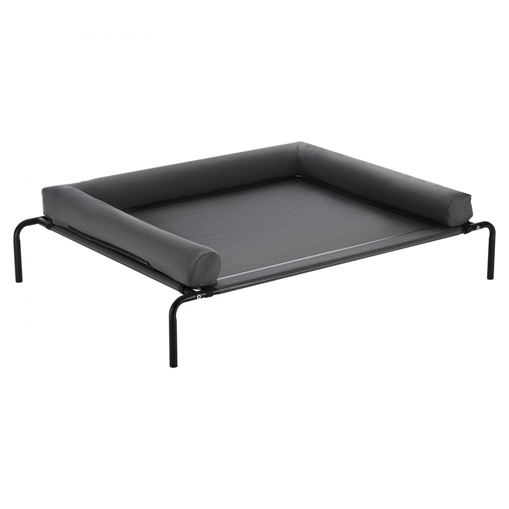 VEVOR Elevated Dog Bed for Large Dogs, Portable Raised Dog Cot with Washable Pillow, Indoor & Outdoor Pet Cooling Raised Hammock Bed with Steel Metal Frame and Breathable Teslin Mesh, XL, Gray