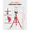 VEVOR Pipe Stand, V Head Pipe Jack Stand Adjustable Height 28-52 Inch, 2500LBS Pipe Jack Stands with Casters, Folding Portable Pipe Stands for 1/8 to 12 Inch Pipe Supporting