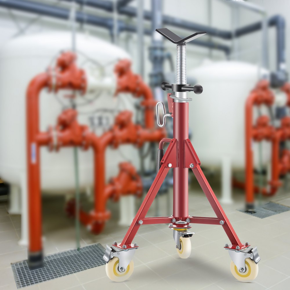 VEVOR Pipe Stand, V Head Pipe Jack Stand Adjustable Height 28-52 Inch, 2500LBS Pipe Jack Stands with Casters, Folding Portable Pipe Stands for 1/8 to 12 Inch Pipe Supporting