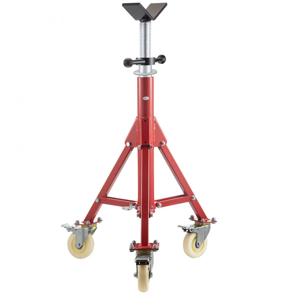 VEVOR Pipe Stand, V Head Pipe Jack Stand Adjustable Height 28-52 Inch, 2500LBS Pipe Jack Stands with Casters, Folding Portable Pipe Stands for 1/8 to 12 Inch Pipe Supporting