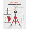 VEVOR Pipe Stand, V Head Pipe Jack Stand Adjustable Height 20-37 Inch, 2500LBS Pipe Jack Stands with Casters, Folding Portable Pipe Stands for 1/8 to 12 Inch Pipe Supporting