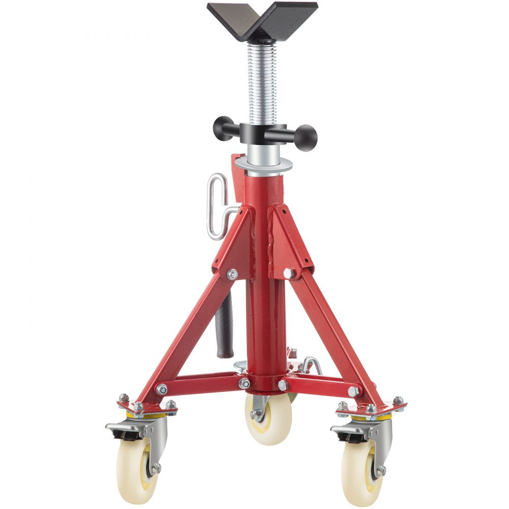 VEVOR Pipe Stand, V Head Pipe Jack Stand Adjustable Height 20-37 Inch, 2500LBS Pipe Jack Stands with Casters, Folding Portable Pipe Stands for 1/8 to 12 Inch Pipe Supporting