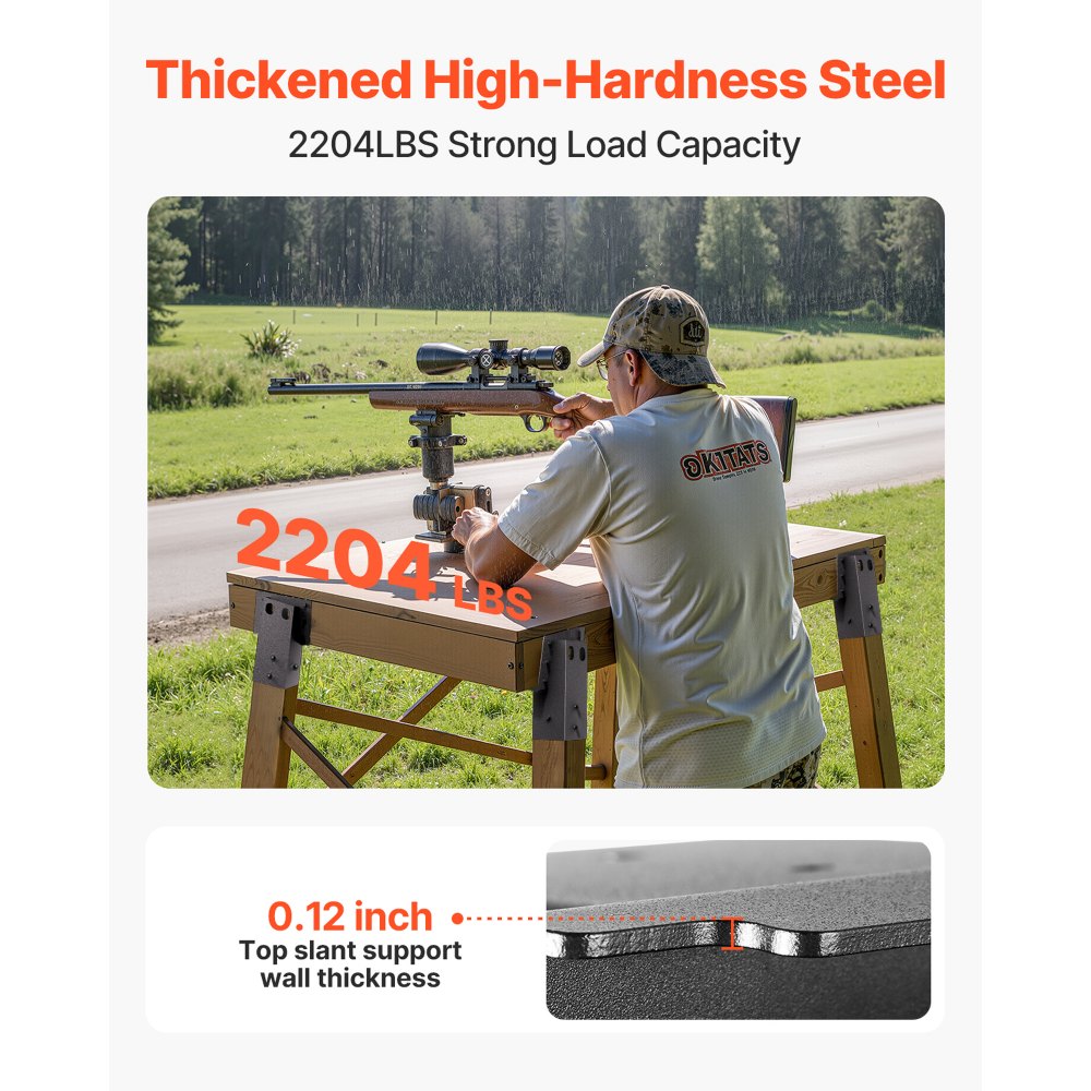 VEVOR Deer Blind Brackets, Outdoor 3.6x3.6 Platform Bracket, Fit 3.5x3.5 In / 88.9x88.9 mm Lumber, 2204lbs/1000kg Capacity Steel Elevator Brackets for Deer Stand, Hunting Blinds, Shooting Shack, 4 Pcs